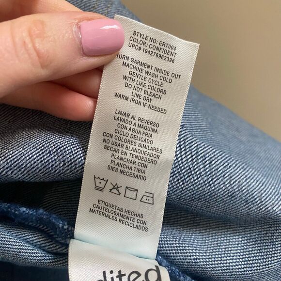 Edited by Remi Bader Women's Denim Top Confident Dark Jean Jacket Large NWT - Picture 8 of 11